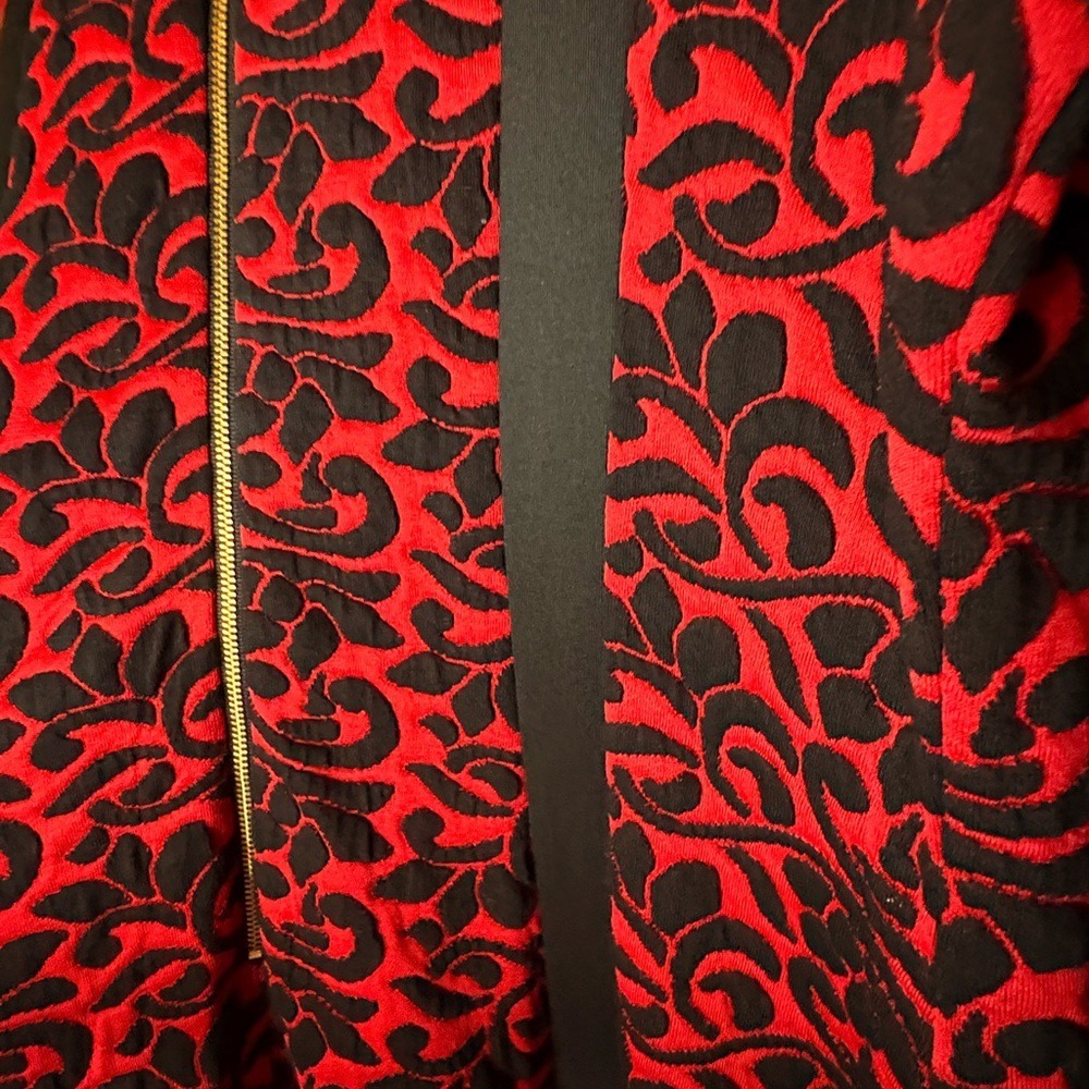Christopher and Banks Elegant Red and Black Long Sleeve Dress Sz 14 - Picture 6 of 12
